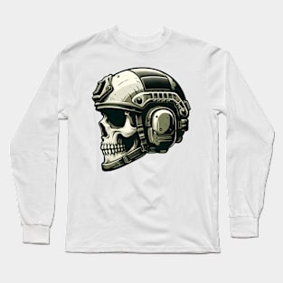 Tactical Skull Dominance Tee: Where Strength Meets Edgy Elegance Long Sleeve T-Shirt